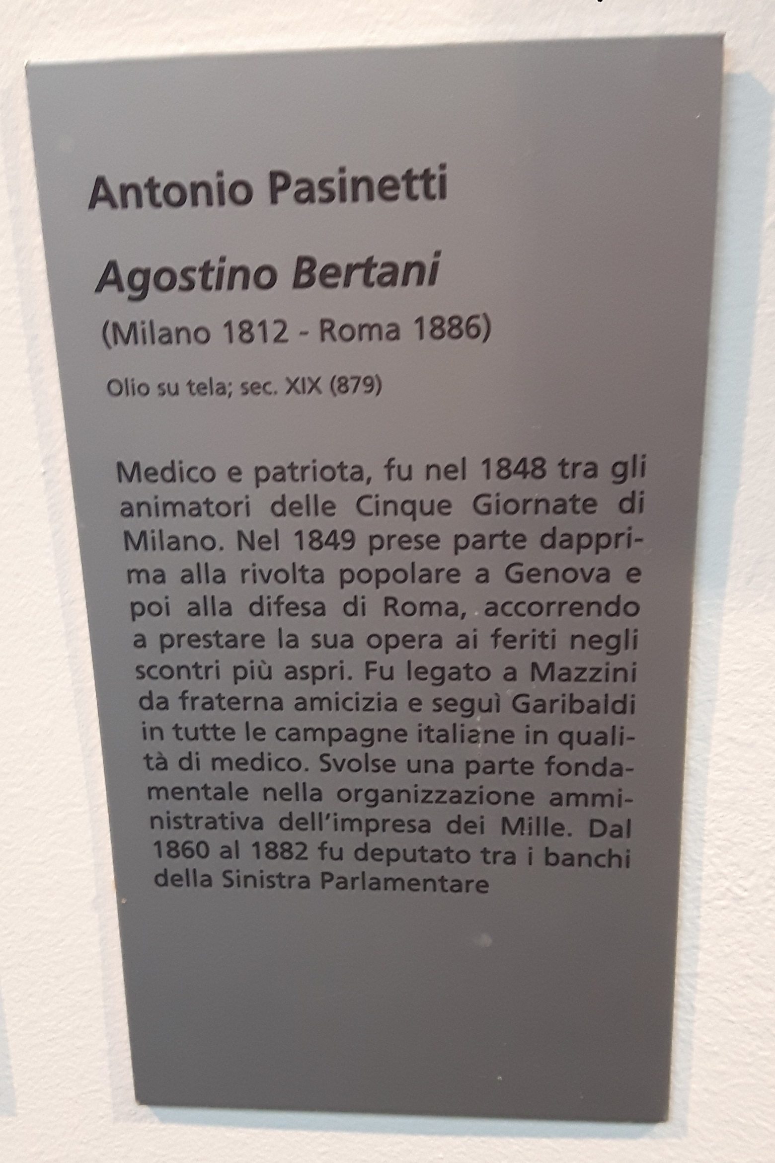 Agostino Bertani by Antonio Pasinetti, Casa Mazzini, Genoa - 02.jpg